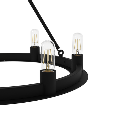 Saddlewood 24-inch 6-light Natural Black Iron Chandelier