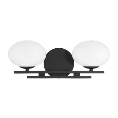Julep 16-inch 2-light Matte Black Vanity Light with Opal Glass Shades