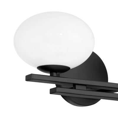 Julep 16-inch 2-light Matte Black Vanity Light with Opal Glass Shades