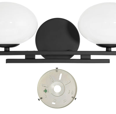 Julep 16-inch 2-light Matte Black Vanity Light with Opal Glass Shades