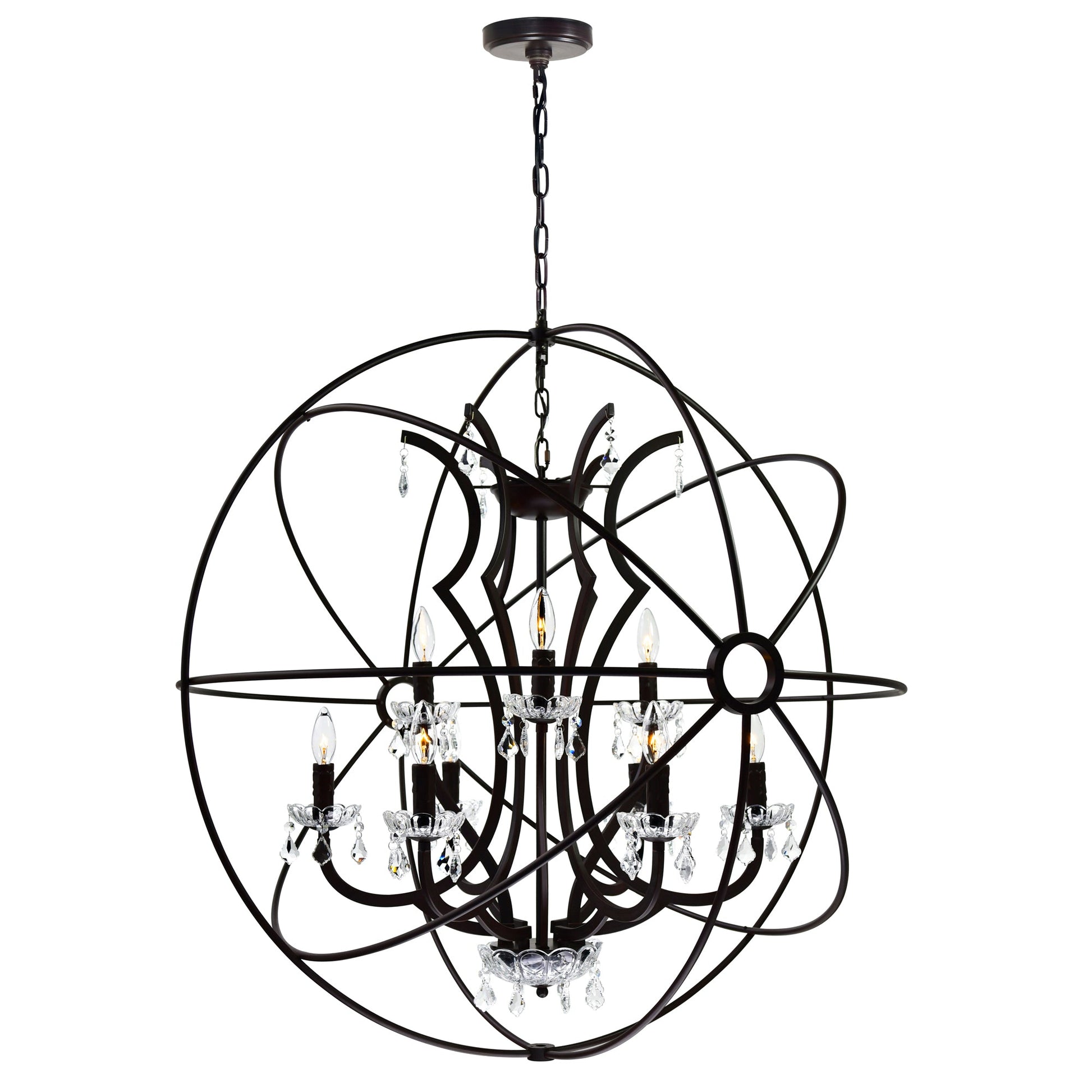 Campechia 12 Light Brown Chandelier with Orb Frame