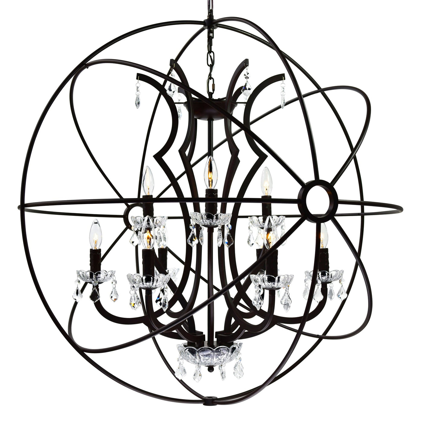 Campechia 12 Light Brown Chandelier with Orb Frame