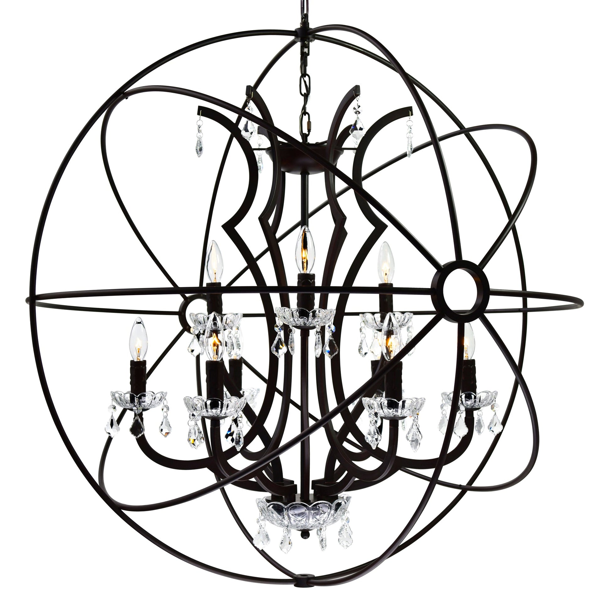 Campechia 12 Light Brown Chandelier with Orb Frame