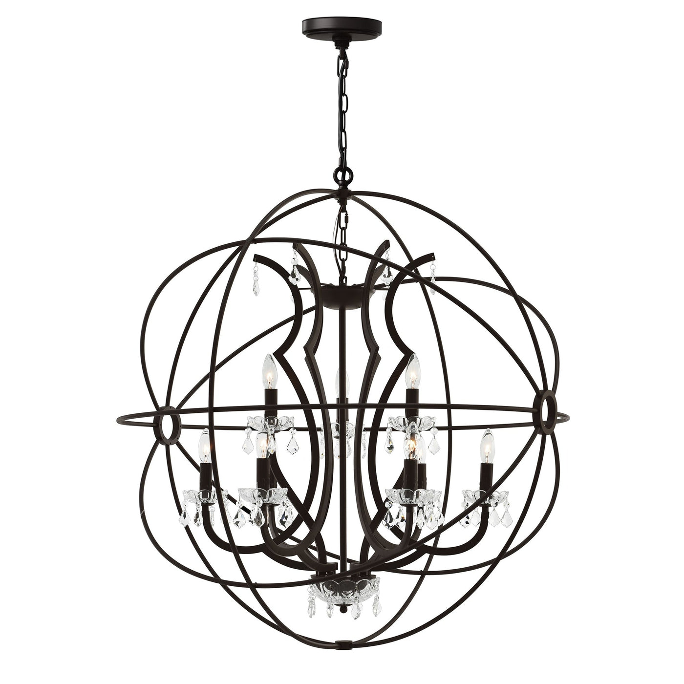 Campechia 9 Light Brown Chandelier with Orb Frame