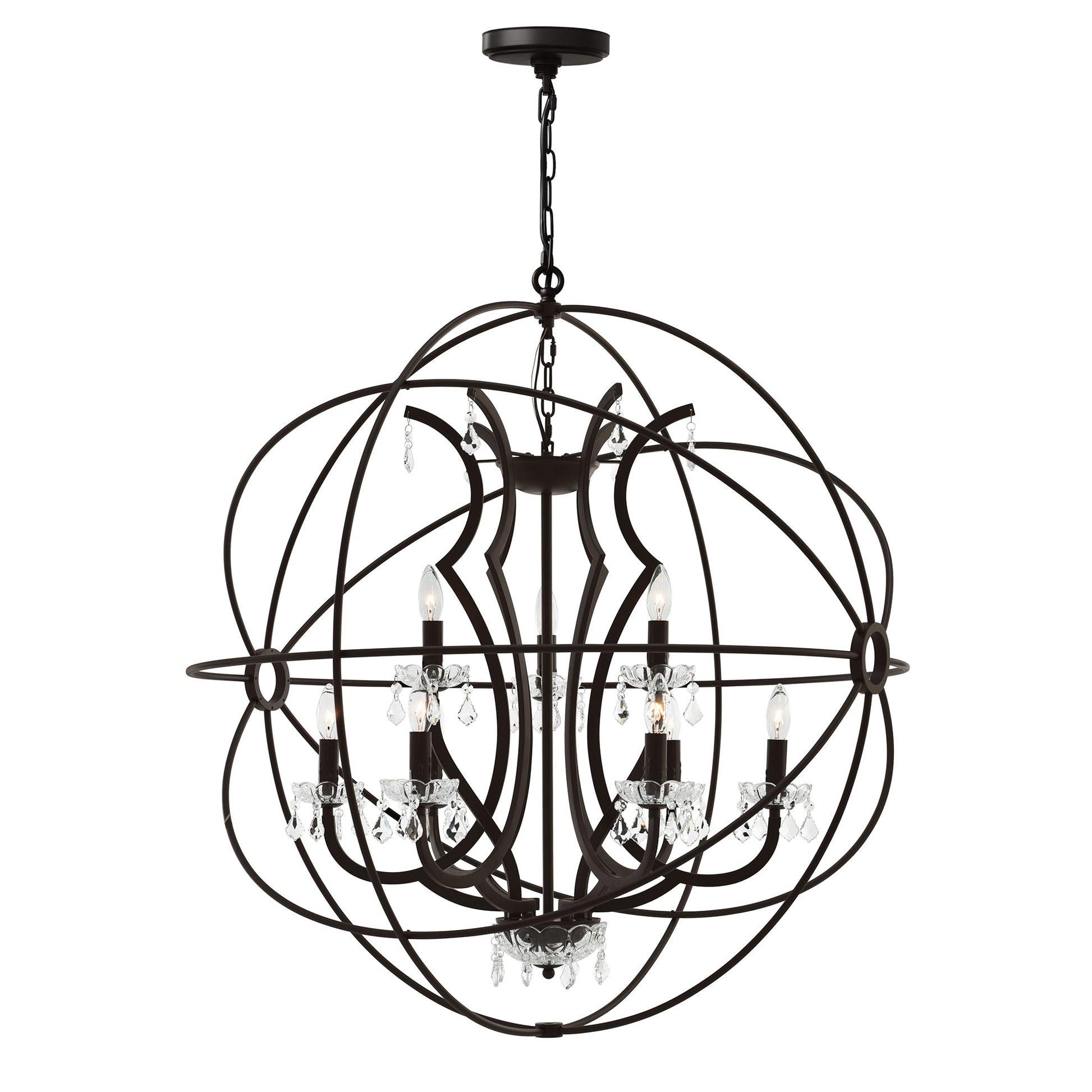 Campechia 9 Light Brown Chandelier with Orb Frame