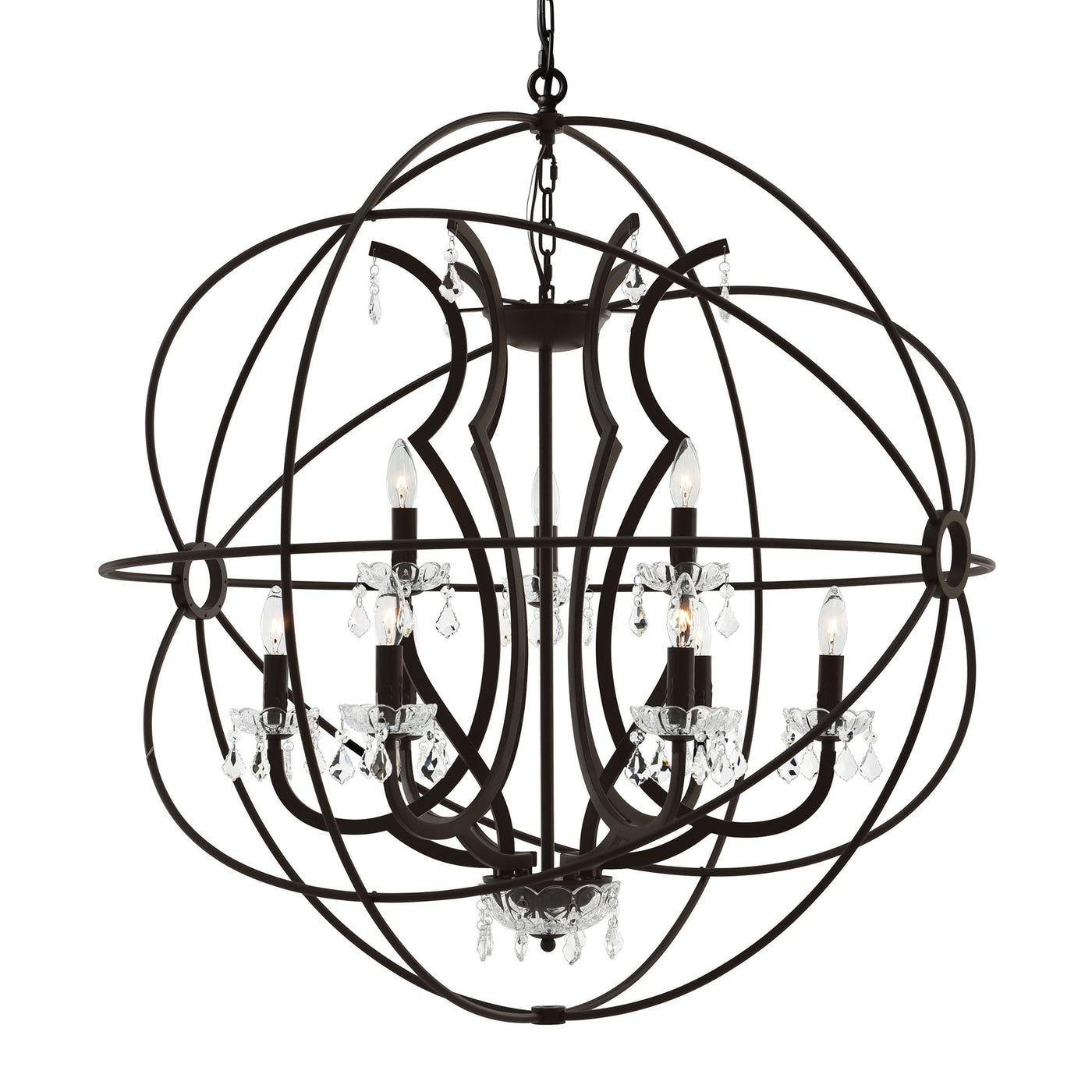 Campechia 9 Light Brown Chandelier with Orb Frame