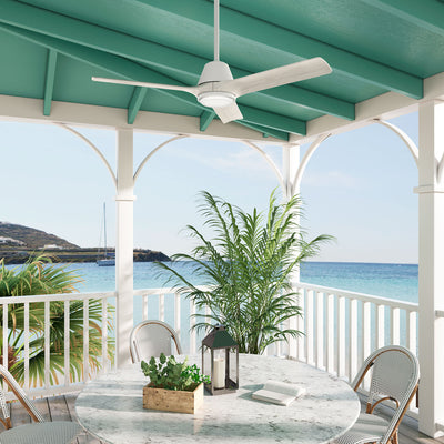 52 inch Aeronaut Wi-Fi ENERGY STAR® Matte White Damp Rated Ceiling Fan with LED Light Kit and Handheld Remote