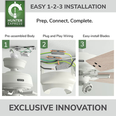 52 inch Fonthill ENERGY STAR® HunterExpress Fresh White Ceiling Fan with LED Light Kit and Handheld Remote