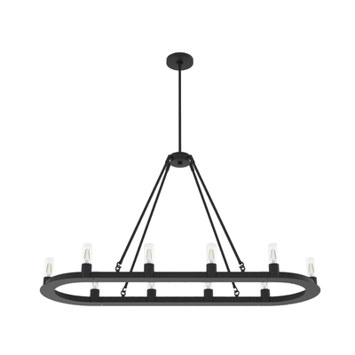 Saddlewood 46-inch 10-light Natural Black Iron Linear Chandelier
