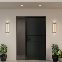 20-inch Powder Coated Black Outdoor Wall Sconce with White Shade