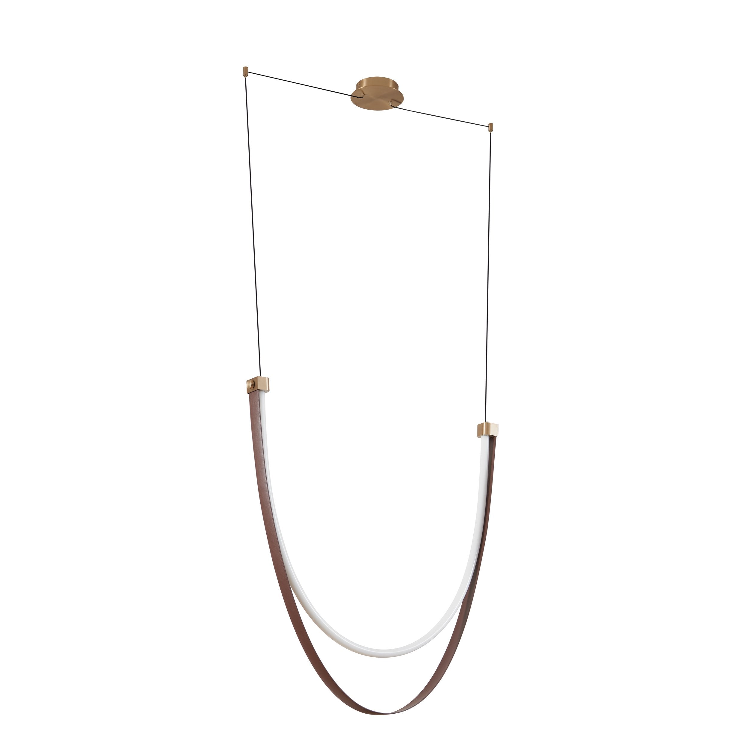 Ayers 43-inch 1-light Champagne Gold with Black and Brown Faux Leather 5CCT LED Linear Chandelier