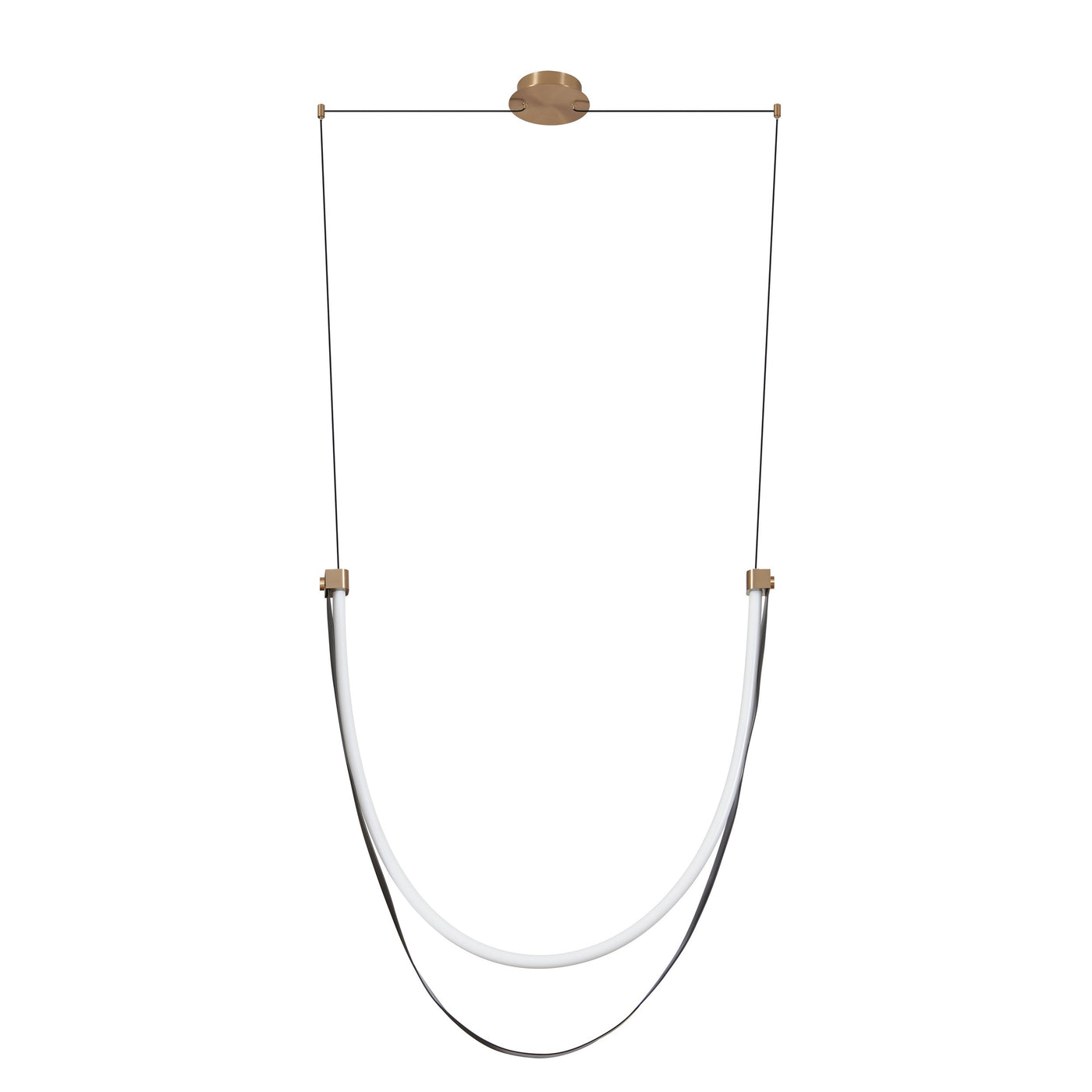 Ayers 43-inch 1-light Champagne Gold with Black and Brown Faux Leather 5CCT LED Linear Chandelier