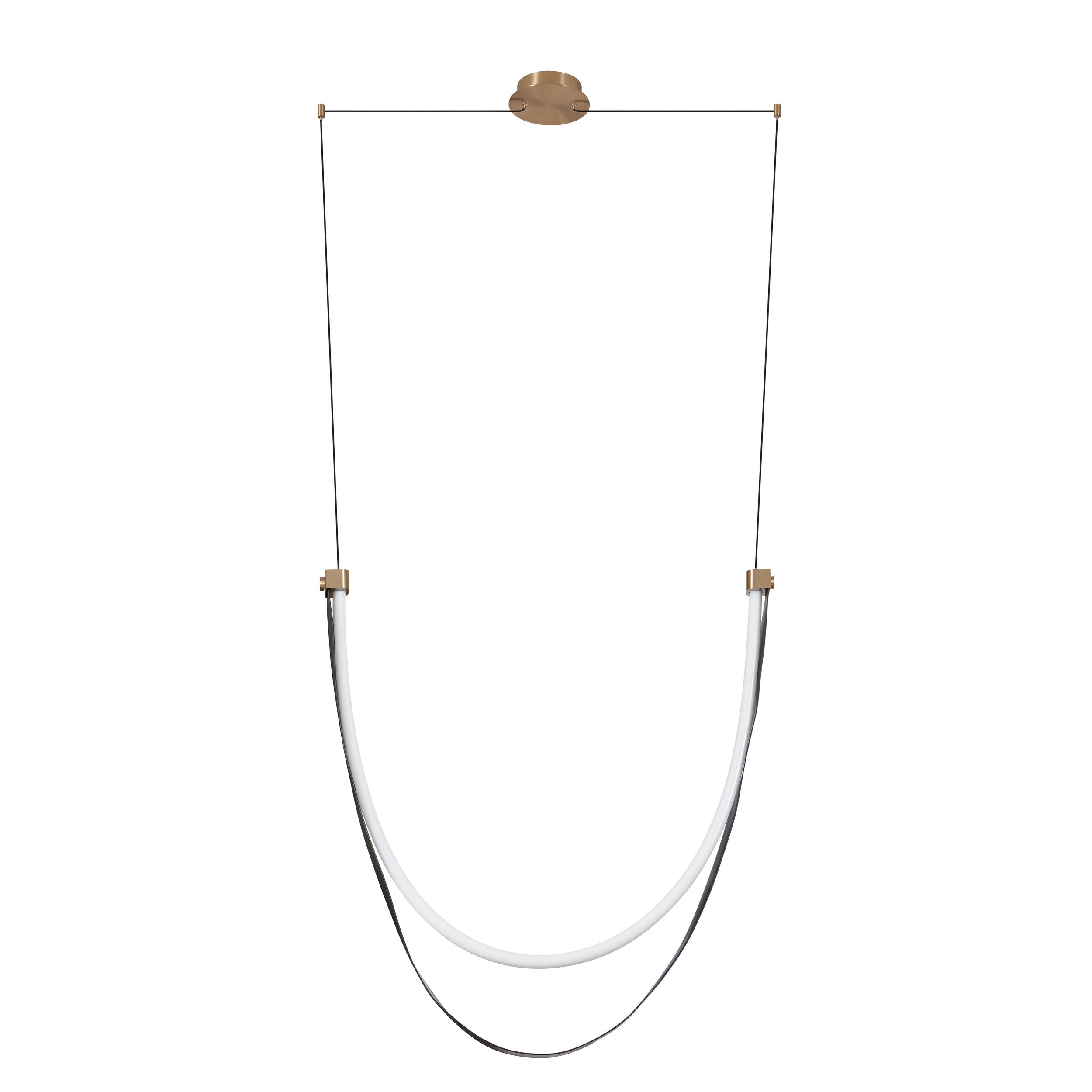 Ayers 43-inch 1-light Champagne Gold with Black and Brown Faux Leather 5CCT LED Linear Chandelier