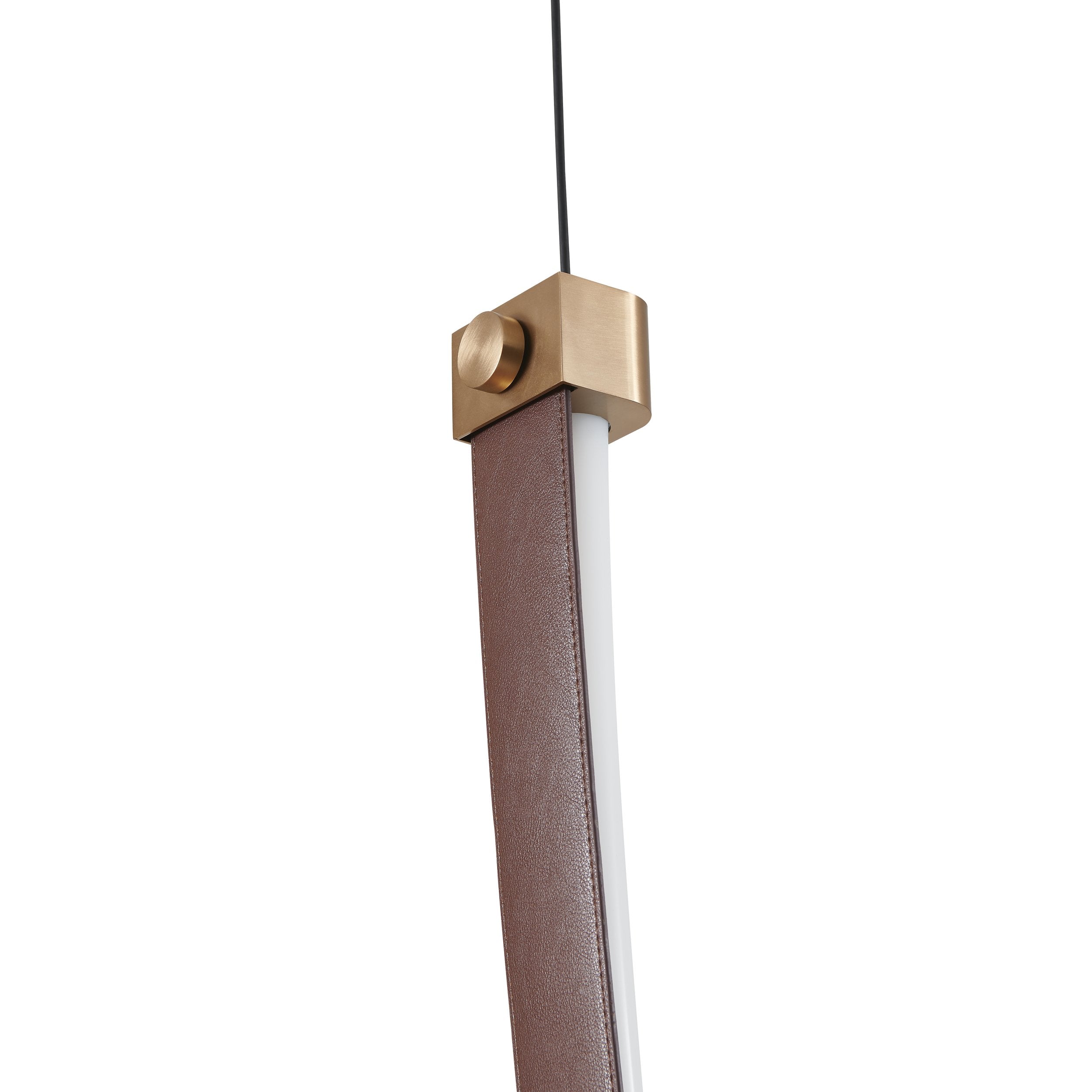 Ayers 43-inch 1-light Champagne Gold with Black and Brown Faux Leather 5CCT LED Linear Chandelier