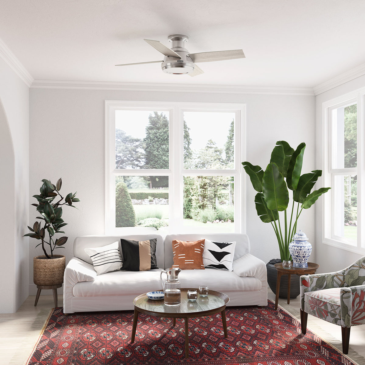 44 inch Dempsey Brushed Nickel Low Profile Ceiling Fan and Handheld Remote