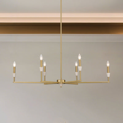 Montclair 46-inch 6-light Brushed Gold and Natural Alabaster Linear Chandelier