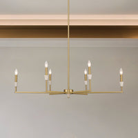 Montclair 46-inch 6-light Brushed Gold and Natural Alabaster Linear Chandelier