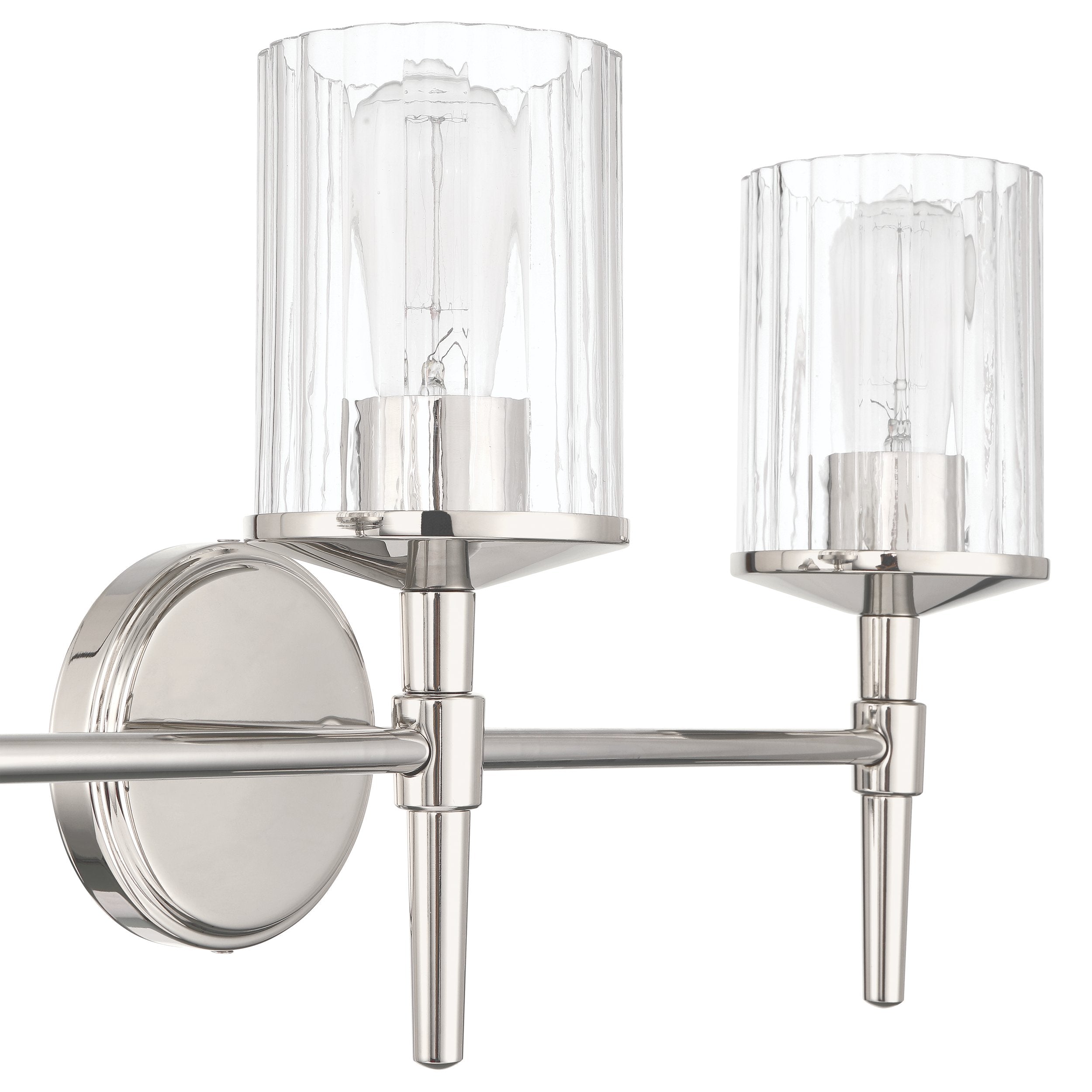 Andrea 24-inch 3-light Polished Nickel Vanity Light with Clear Ribbed Glass Shades