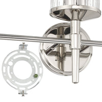 Andrea 24-inch 3-light Polished Nickel Vanity Light with Clear Ribbed Glass Shades