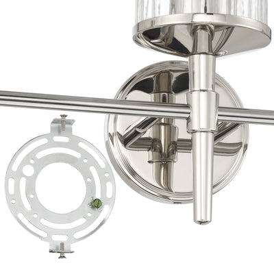 Andrea 24-inch 3-light Polished Nickel Vanity Light with Clear Ribbed Glass Shades