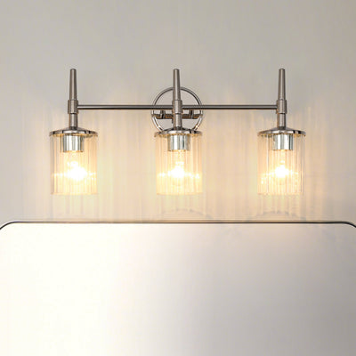Andrea 24-inch 3-light Polished Nickel Vanity Light with Clear Ribbed Glass Shades