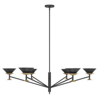 Tremolo 48-inch 6-light Textured Black and Champagne Gold Chandelier