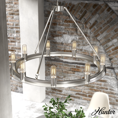 Saddlewood 30-inch 9-light Brushed Nickel Chandelier