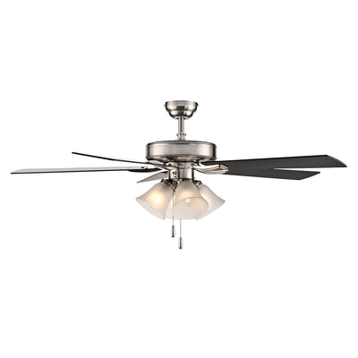 52 Inch Calivane AC Brushed Nickel Indoor Ceiling Fan 5-Blade 4 Lights Reversible