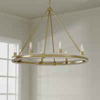 29'' Rovessa Vintage Brass 6 Light Chandelier