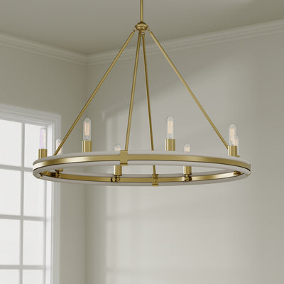 29'' Rovessa Vintage Brass 6 Light Chandelier