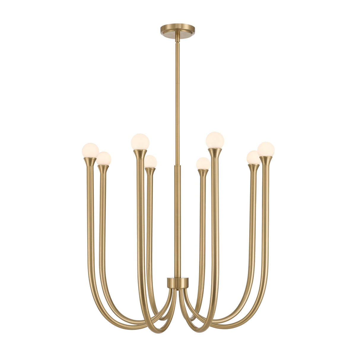 Dahlia 28-inch 8-light Brass Chandelier with Opal Glass Shades