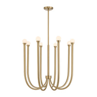 Dahlia 28-inch 8-light Brass Chandelier with Opal Glass Shades