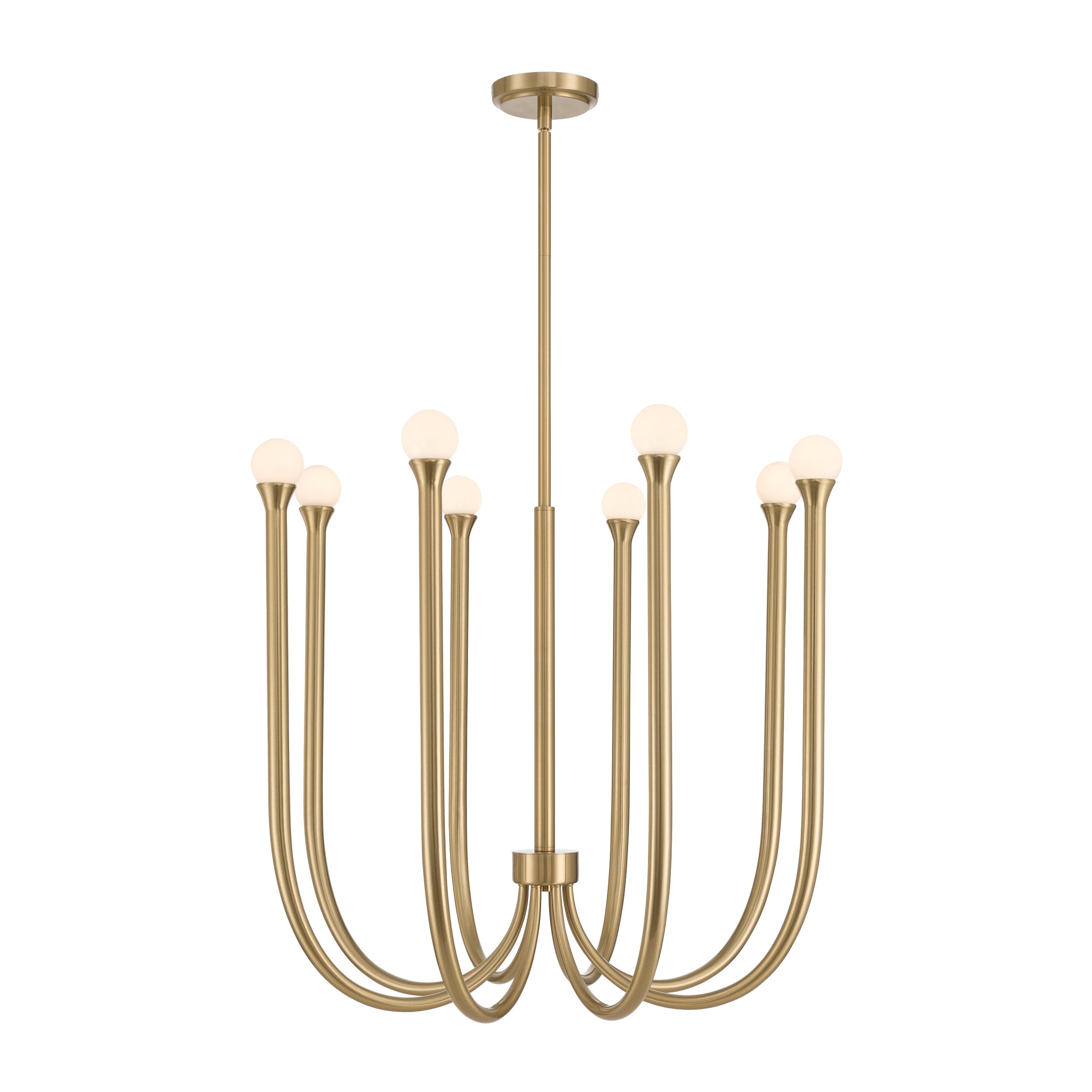 Dahlia 28-inch 8-light Brass Chandelier with Opal Glass Shades