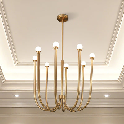 Dahlia 28-inch 8-light Brass Chandelier with Opal Glass Shades