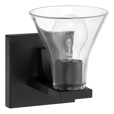 Gilford 5-inch 1-light Matte Black Vanity Light with Clear Glass Shade