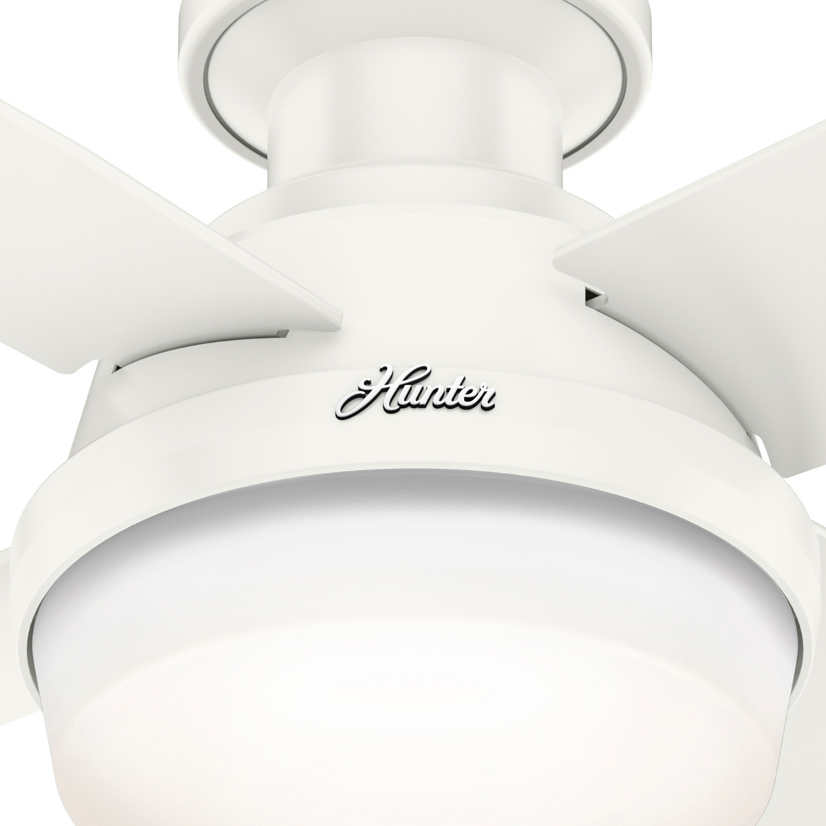 44 inch Dempsey Fresh White Low Profile Damp Rated Ceiling Fan with LED Light Kit and Handheld Remote