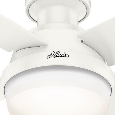 44 inch Dempsey Fresh White Low Profile Damp Rated Ceiling Fan with LED Light Kit and Handheld Remote