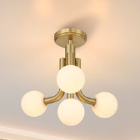 Stockholm 16-inch 4-light Champagne Gold Convertible Pendant with Opal Glass Shades