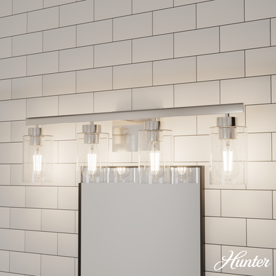 Hartland 31-inch 4-light Brushed Nickel Vanity Light with Seeded Glass
