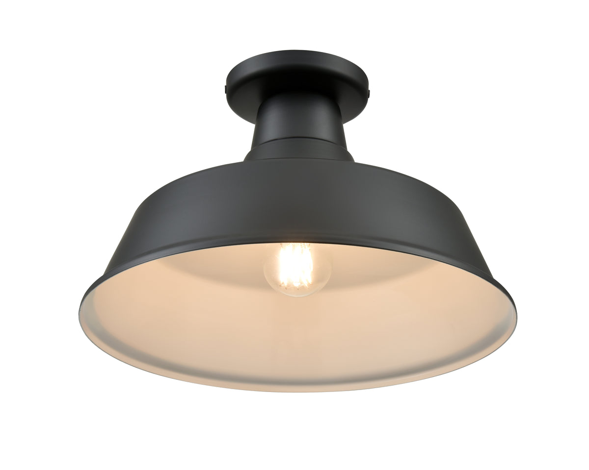 8.85'' R Series Satin Black 1 Light Semi-Flush Mount