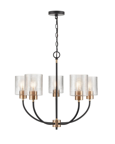 22.5'' Renitta Matte Black/Modern Gold 5 Light Chandelier