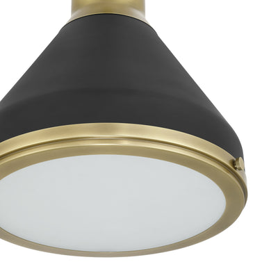 Doyle 18-inch 1-light Natural Brass Pendant Light with Matte Black Metal Shade