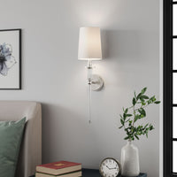 26-inch Brushed Nickel 1-Light Wall Sconce with White Shade