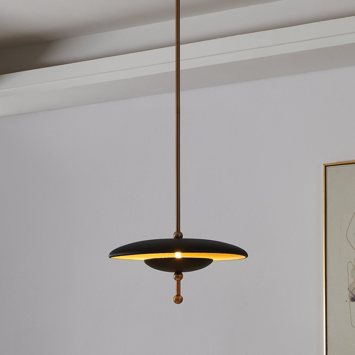 Sinclair 14-inch Champagne Gold and Black Faux Leather 5CCT LED Convertible Pendant