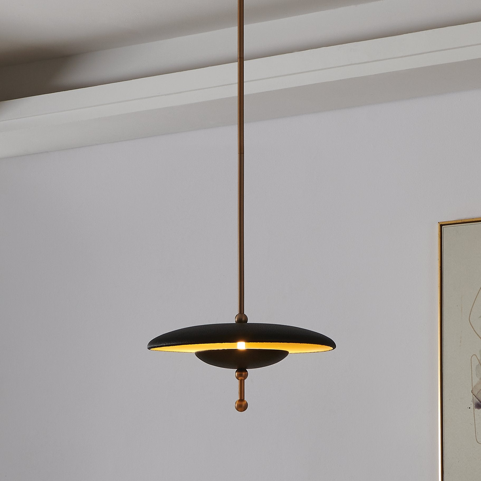 Sinclair 14-inch Champagne Gold and Black Faux Leather 5CCT LED Convertible Pendant