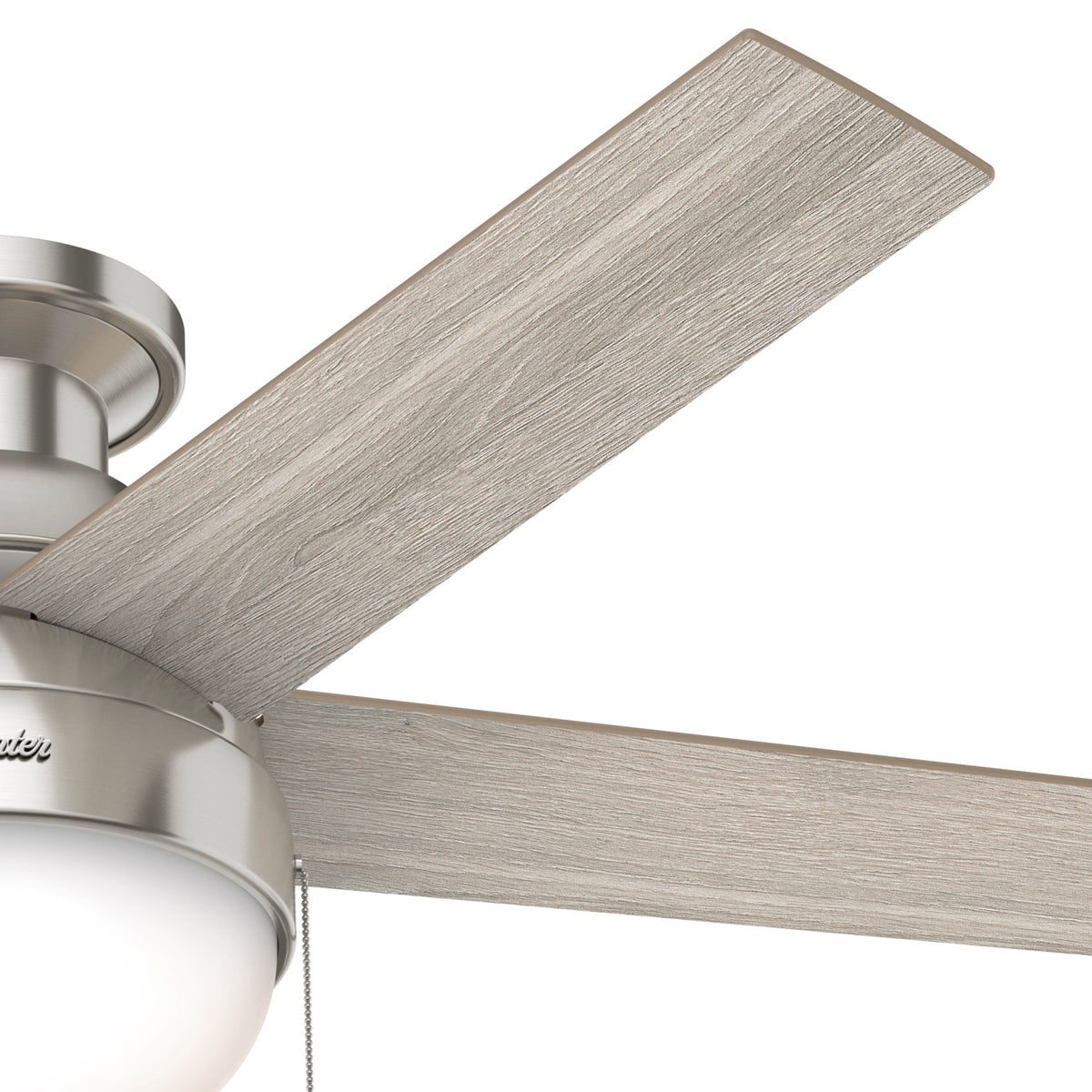 46 inch Anslee Brushed Nickel Low Profile Ceiling Fan with LED Light Kit and Pull Chain