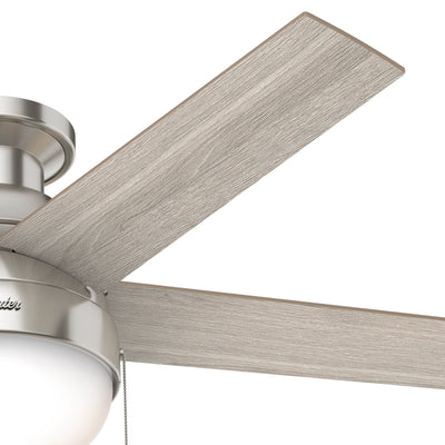 46 inch Anslee Brushed Nickel Low Profile Ceiling Fan with LED Light Kit and Pull Chain