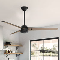 60 inch Cassius ENERGY STAR® Matte Black Damp Rated Ceiling Fan and Wall Control