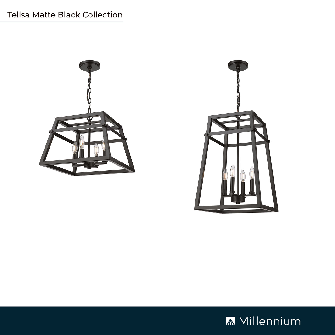 24'' Tellsa Matte Black 4 Light Pendant