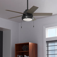 44 inch Burroughs Matte Black Ceiling Fan with LED Light Kit and Pull Chain